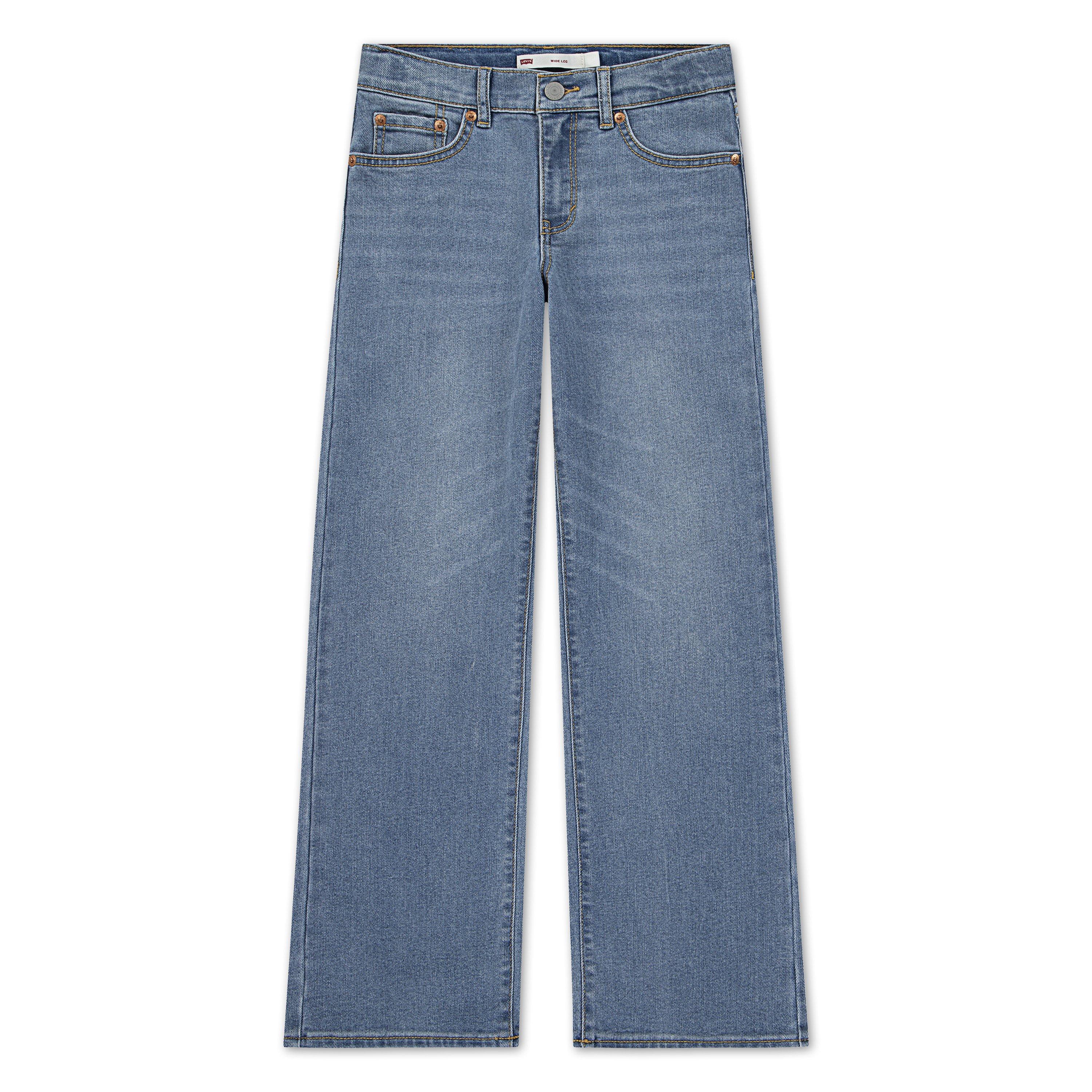 Levi's Big Girls' Wide Leg Med Wash Fun Blue Denim Jeans - FUN BLUE